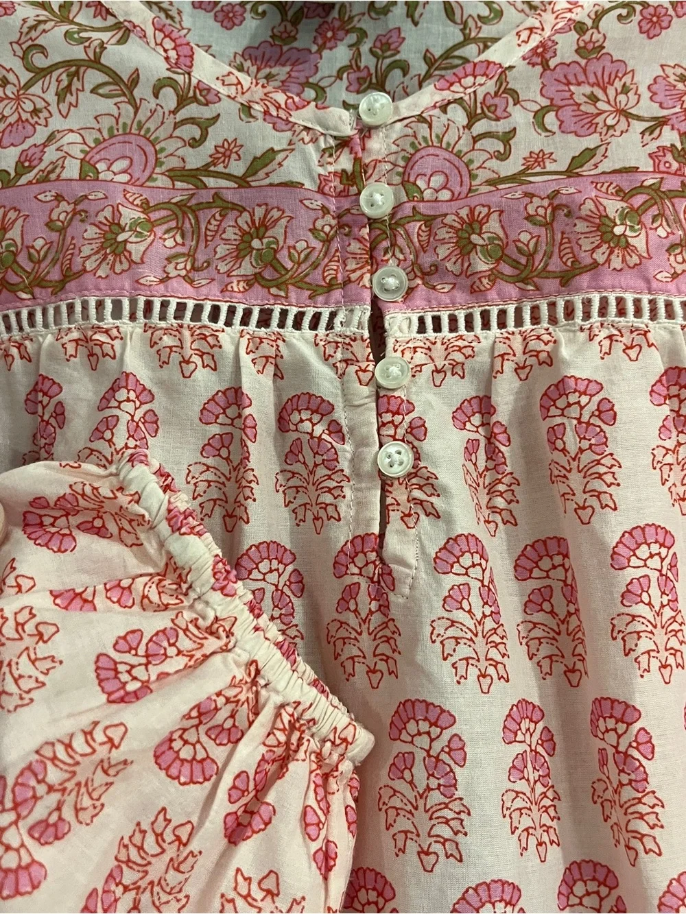 J.Crew Point Sur Block Print Popover Blouse XS Pink Paisley Cotton Boho Top